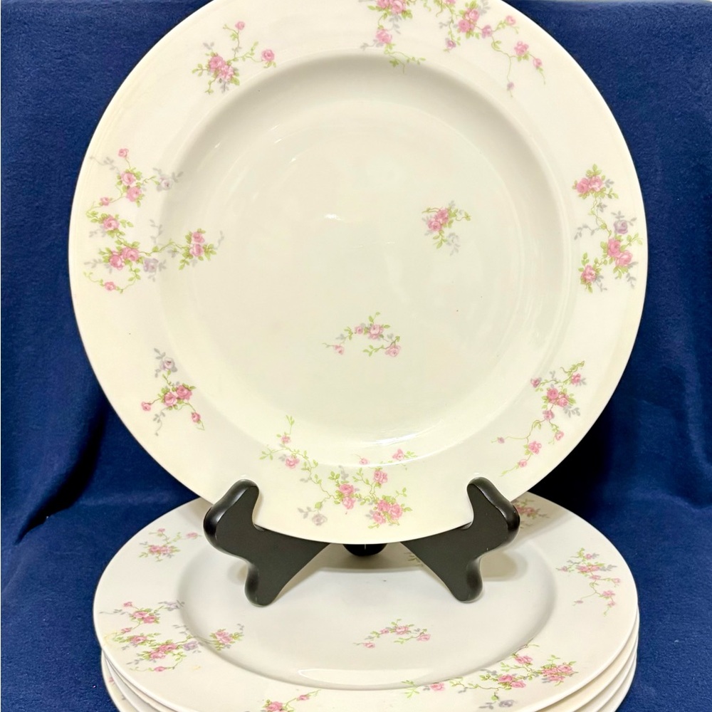 Theodore Haviland New York Made in USA Pink Spray Set of 9 10 1/4" Dinner Plates - Picture 5 of 11